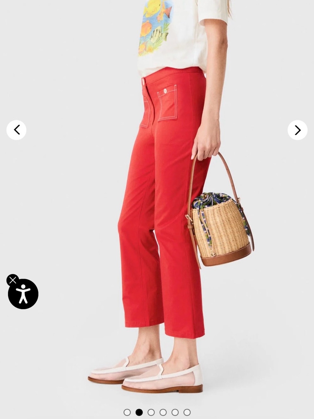 NWT Maje x Blanca Miró Red Cotton Capri Trousers - Picture 2 of 8